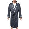 Foweknow Accappatoio da uomo in cotone, vestaglia kimono, lungo, leggero, per uomo, primavera, autunno, pigiama, casual, confortevole, biancheria da notte, Blu scuro, 4XL