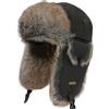 HEYANN Uschanka Trapper Russian Hütte Fur cap Earflap Winter Bomber Cappello Invernale Unisex Cappello da Aviatore Cappello di Pelliccia per Adulti da Uomo, Marrone, S/M