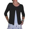 Fantasy Cardigan Spolverino Corto Coprispalle Giacchetto Bolerò Filo Viscosa Leggero Manica 3/4 Semplice Ragazza Donna (Nero)