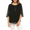 Timuspo Tunica da donna in chiffon, casual, con collo rotondo, taglie grandi, a mezza maniche corte, vestibilità ampia, Nero puro., M