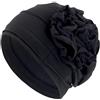 Heyjoin Turbante in cotone chemio morbido copricapo cancro confortevole elastico cappello per le donne con perdita di capelli, Nero , Taglia unica