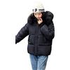 Lazutom - Piumino invernale da donna con collo in pelliccia e cappuccio Nero 40