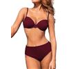 JFAN Costume da Bagno Donna Due Pezzi Bikini Push Up Scollo a V Costumi da Mare Donna Bikinis con Armatura