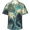 FBGHHTY Camicia hawaiana da uomo con stampa di animali lamantini a maniche corte estiva casual vacanza spiaggia avventure all'aperto, Nero , XL