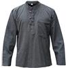 SHOPOHOLIC FASHION Camicie da Uomo Hippy con Colletto a Fascetta in Tessuto di Canapa Tinta Unita, Grigio, M