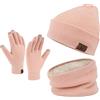 Bequemer Laden Invernali Cappello Sciarpa e Guanti Touch Screen, Berretto in Maglia Scaldacollo e Guanti con Fodera in Pile per Uomo Donna