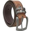 No Limits Cintura Uomo in Vera Pelle con Doppia Cucitura, Alta 4 cm, Fibbia Nickel Free, Accorciabile, Con Scatola, Cognac