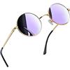 Joopin Occhiali da Sole Uomo Donna Rotondi Vintage Polarizzati UV400 | Montatura metallo sottile tondi piccoli hippie retrò lenti specchio unisex adulti