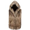 WOXIHUAN Uomo Gilet Pelliccia Sintetica Caldo Cardigan Senza Maniche Peloso Giacche Cappotto con Cappuccio Cardigan Uomini Pelliccia Sintetica