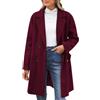 CMTOP Cappotto Donna Invernale Lana Caldo Cappottos Scollo a V Revers Cappotti Invernali Lungo Dritto Doppiopetto Giacca Lana Elegante con Tasche per Autunno Inverno(Bordeaux, M)