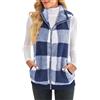 Generic Gilet da donna taglie forti | Gilet da donna UK 24 gilet scozzese con cerniera giacche tartan comodo cardigan a quadri senza maniche cappotti a quadretti accogliente cappotto di flanella caldo con