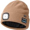 ATNKE LED Bluetooth Cappello con Luce,USB Ricaricabile 4 LED Senza Fili Musicale Altoparlante Corsa Cappello Invernale Calda Maglia Berretto con Pile Foderato Regali per Uomo e Donna/Brown