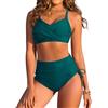 Nadeer Costume da Bagno Donna Push Up Scollo a V Imbottito Reggiseno Due Pezzi Bikini Pantaloncini da Bagno con Coulisse Laterale a Pieghe Sexy Spiaggia Beachwear Swimwear