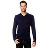 Vincenzo Boretti Maglione-Pullover Elegante da Uomo, Disegno Classico, Collo-a V a Costine, Manica-Lunga, Aderente/Slim-Fit, Caldo - Ideal per Inverno, Autunno, Mezza Stagione Blu Scuro M