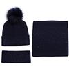 AnJuHoPa Berretto Lavorato a Maglia Fascia per Capelli Confortevole Scaldacollo Elegante abbellimento di Cristalli abbinati a Colori Un Set Adatto per nobili Signore Melange Dark Navy