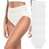 Wealurre Mutande da donna, in cotone, a vita alta, da donna, in pizzo, confezione da 5, bianco, XXL