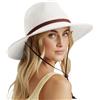 DRESHOW Cappello Panama Donna Cappello da Sole in Paglia a Tesa Larga Cappello di Paglia Regolabile Cappelli da Spiaggia UPF 50+