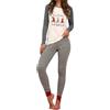 Generic Pigiama da donna a righe nero pigiama da donna con stampa natalizia pigiama da donna a lunghezza intera pigiama natalizio pantaloni da donna vestaglie leggere da notte da donna, Grigio, XL