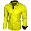 Baxboy Camicia da uomo a maniche lunghe, Slim Fit, facile da stirare, per lavoro, tempo libero, matrimonio/Con colletto Kent, modello B-500, giallo., XXL
