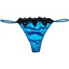 SilRiver Perizoma in Raso di Seta da Donna, Mutandine in Pizzo G String Tanga T, Blu Acqua, Small-Medium