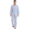 GLOBAL Pigiama Uomo Abbottonata 100% Cotone Lungo Set Pigiami Bottoni Classici Due Pezzi Lingerie Maniche Lunghe Pantaloni Coulisse Pigiami da Notte Traspirante da Uomo Pjs Set S-XXL