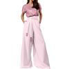 Generico Tute Eleganti Donna Curvy 2 Pezzi Completi di Pantaloni Con Tasche Formale Playsuit Moda Set Completo Maniche Corte e Lavoro Tailleur Casual Tinta Unita Completi Chic Matrimonio