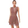 inhzoy Abito da Pattinaggio Artistico Donna Vestito da Balletto Danza Classica Moderna Senza Maniche con Strasss Body da Ginnastica Costume da Ballo Lirico Contemporaneo Marrone XL