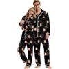 Generico Pigiama Personalizzato Uomo Donna Set con Foto in Seta 2 Pezzi con Top Aperto Davanti e Pantaloni Pigiami Abbinati Coppia Fidanzati Divertente per Casa San Valentino Natale,Festa della Mamma papà