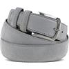 La Bottega del Calzolaio Cintura Uomo Pelle Scamosciata 3,5 cm, Cintura Unisex in Vero Camoscio con Interno in Cuoio, Artigianale Made in Italy, Fibbia in Metallo Argentato, Astuccio Regalo