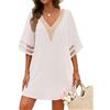 AI'MAGE Costume da bagno da donna copricostume da bagno con maniche a 3/4 a campana, vestibilità ampia, scollo a V, bikini t-shirt da spiaggia, S-XXL