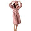 Generico Vestaglia Donna Invernale Pile Termico Manica Lunga Peluche Accappatoio Vestaglie Cotone Con Cappuccio Morbido Peluche Indumenti Da Notte Loungewear Flanella Accappatoio Inverno