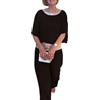 Generic Due Pezzi Set Pantaloni Abiti Madre della Sposa Dressy Matrimonio Ospite Chiffon Fluido Elegante Donne Abiti Formali (3-Nero,L)