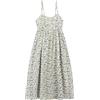 CAMILIFE Abito da donna 100% cotone popeline, abito da spiaggia con fiori, abito a vita alta, con spalline regolabili, A17 verde chiaro con foglie bianche e marrone e giallo, Taglia unica