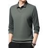 Generic Camicia da uomo a righe con risvolto finto due pezzi camicia casual da lavoro polo primavera autunno manica lunga abito t-shirt top, Verde, 3XL