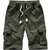 YOUCAI Casual Estate Casual Tasche Larghe Cargo Pantaloni Corti Uomo Tinta Unita Messenger Cargo Shorts Uomo Larghi Multi-Tasca Mimetici da Uomo Pantaloncini Casual da Esterno Army Green L
