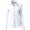 FLY HAWK Camicia Basic da Donna Manica Lunga - Camicetta Casual Blusa Chiusura Bottoni Slim Fit Formale Elegante in Fibra bambù - Camicia Shirt Ideale per Ufficio/Lavoro/Colloquio (Bianco2, EU34)