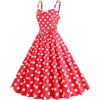 Generic Abito da donna Rockabilly anni '50 e '60, vintage, per feste, cocktail, cocktail, linea ad A, per matrimoni, feste, balli di fine anno, lunghezza al ginocchio, abito da sera elegante, Rosso, XL