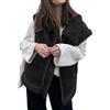 loveimgs Gilet invernale da donna in pelle scamosciata sherpa con cerniera senza maniche cappotto in pelliccia di agnello con tasche