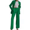 Leaomuny Tailleur Donna Elegante Curvy Matrimonio Blazer Cerimonia Oversize Completo con Pantalone Palazzo Primavera Giacca Comunione 2 Pezzi Business Suit con Risvolto per Matrimoni E Feste