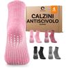 Occulto Calze Antiscivolo Donna 80% cotone 2-4 Paia (Modello: Madeleine) 4 Paia | Grigio,nero,rosa,rosso 39-42