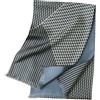Prettystern sciarpa lunga elegante da uomo a 2 strati classica business cerimonia pura seta frange corte geometrica blu verde AB10