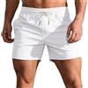 HOTIAN Pantaloncini da uomo corti estivi bermuda in cotone pantaloni da jogging con vita elastica con tasche pantaloncini casual, bianco, XL
