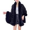 Foweknow Poncho da donna in pelliccia sintetica con paillette, mantello in pile, da sposa, invernale, caldo, elegante, a maglia, per l'inverno, da donna, a maglia, per matrimoni, serate, feste