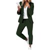 Generico Tailleur 2 Pezzi Eleganti da Donna Business Set da Cocktail Elasticizzate Tailleur Blazer Bottone Manica Lunga Aperto Davanti Colletto Pantaloni Completo Oversize Cerimonia per Matrimoni e Feste