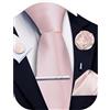 Ailisus Cravatta e Pocket Square Set Solido Cravatta Gemelli Fermacravatta Spilla per Uomo Matrimonio Affari 5PCS