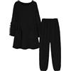 Generic Camicie da notte lunghe in flanella per donna, pantaloni da pigiama da donna, taglia grande, 2 pezzi, pigiama caldo e confortevole per l'autunno e l'inverno, collo tondo, maniche lunghe, con tasche