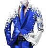 Mymyguoe Giacca di Natale da uomo, per feste, blazer, elegante giacca sportiva, tuta di Natale, per feste, per Natale, feste, stile slim fit, a maniche lunghe, per albero di Natale, Blu, XL