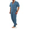 sesto senso Elegante Pigiama Uomo Bottoni 100% Cotone Set Manica Corta Pantalone Lungo M2 M Colore Denim