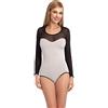 Merry Style Body Donna a Manica Lunga VBD15 (Grigio Chiaro/Nero, L)