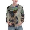 YBGHDAA Animal Pastore Tedesco Donna Termico Foderato Felpa con Cappuccio Inverno Pullover Con Tasca Manica Lunga Maglioni Con Tasca